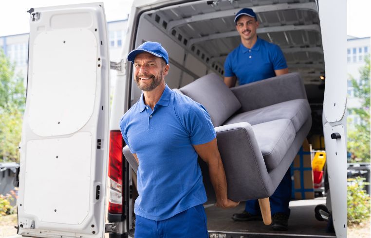 Arthur Perez Movers - Unloading couch from truck